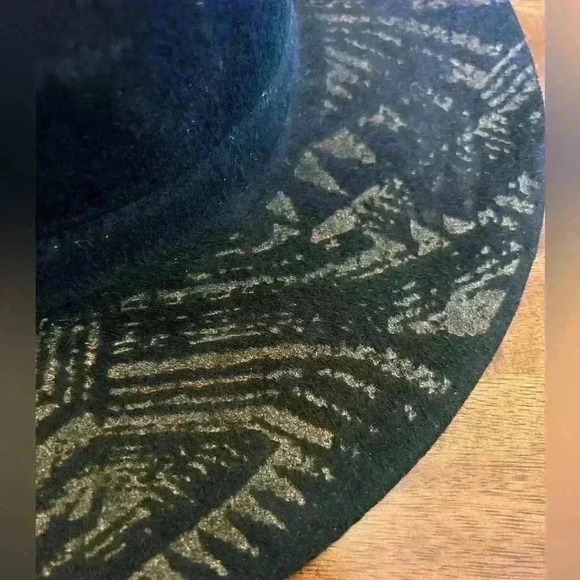 Ruggine Women’s Boho 100% Wool Laser Print Brim Panama Hat Black Brown - Picture 3 of 7